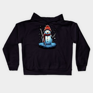 Cute Snowman in the snow Kids Hoodie